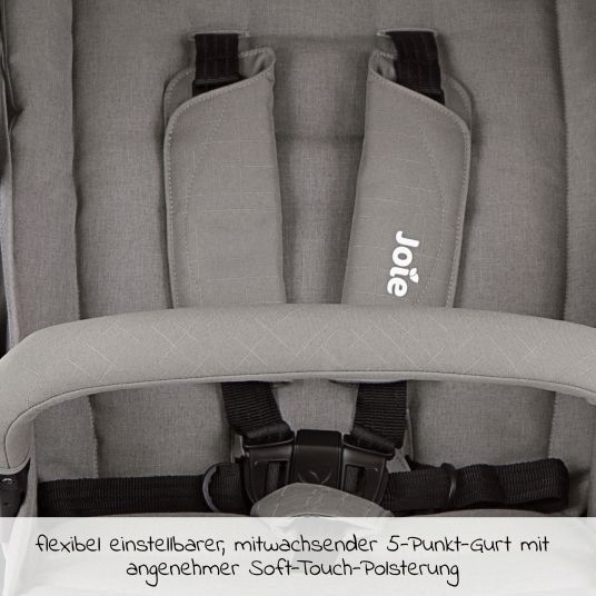 joie 4in1 Kombi-Kinderwagen-Set Litetrax bis 22 kg belastbar mit Schieber-Ablagefach, Babyschale i-Snug 2, Babywanne Ramble, Adapter, Isofix-Basis & Zubehör Paket - Pebble
