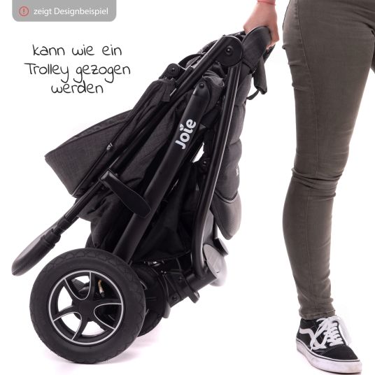 joie 4in1 baby carriage set Litetrax up to 22 kg load capacity with push bar storage compartment, i-Snug 2 infant car seat, Ramble carrycot, adapter, Isofix base & accessories package - Shale