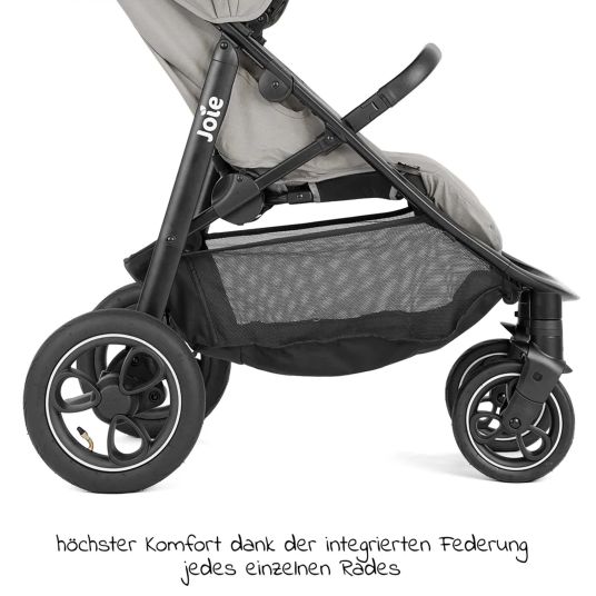 joie Set passeggino 4in1 Litetrax Pro Air fino a 22 kg di portata con pneumatici, navicella Ramble, seggiolino auto Pebble Pro, base Isofix, imbracatura per attività, peluche, gioco da afferrare, adattatore e pacchetto accessori - Pebble