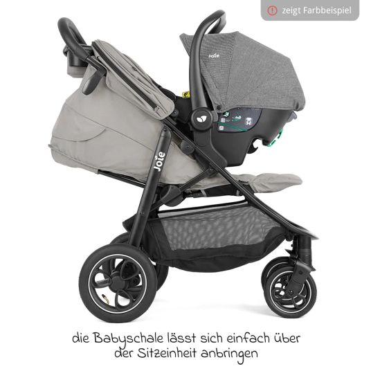 joie Set passeggino 4in1 Litetrax Pro Air fino a 22 kg di portata con pneumatici, navicella Ramble, seggiolino auto Pebble Pro, base Isofix, imbracatura per attività, peluche, gioco da afferrare, adattatore e pacchetto accessori - Pebble