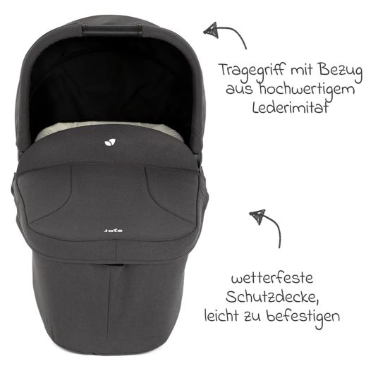 joie 4in1 Kombi-Kinderwagen-Set Litetrax Pro Air bis 22 kg belastbar mit Luftreifen, Babywanne Ramble, Babyschale Pebble Pro, Isofix-Basis, Activity-Trapez, Schmusetuch, Greifling, Adapter & Zubehörpaket - Rosemary