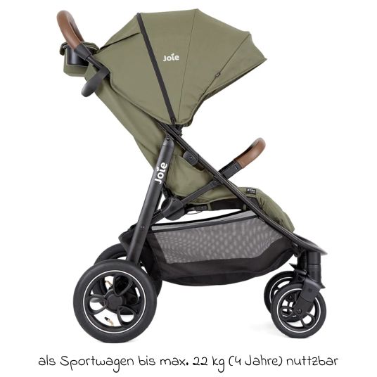 joie 4in1 Kombi-Kinderwagen-Set Litetrax Pro Air bis 22 kg belastbar mit Luftreifen, Babywanne Ramble, Babyschale Pebble Pro, Isofix-Basis, Activity-Trapez, Schmusetuch, Greifling, Adapter & Zubehörpaket - Rosemary