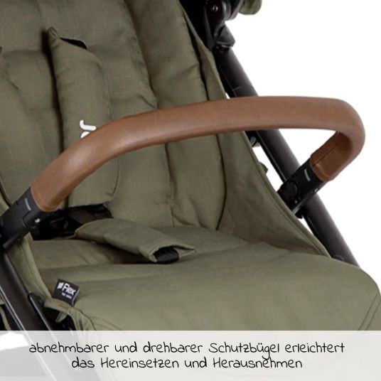 joie 4in1 Kombi-Kinderwagen-Set Litetrax Pro Air bis 22 kg belastbar mit Luftreifen, Babywanne Ramble, Babyschale Pebble Pro, Isofix-Basis, Activity-Trapez, Schmusetuch, Greifling, Adapter & Zubehörpaket - Rosemary