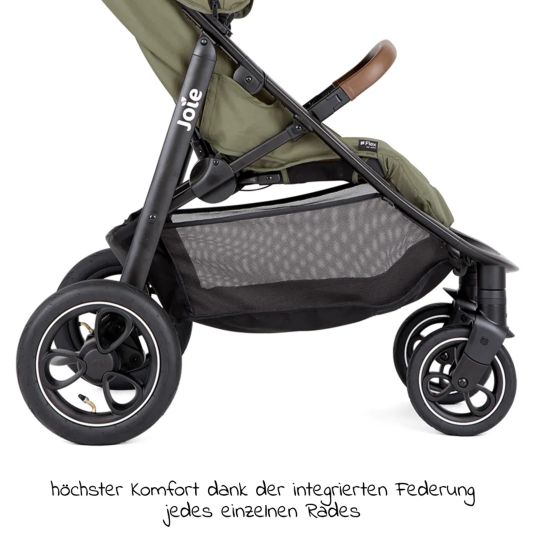 joie 4in1 Kombi-Kinderwagen-Set Litetrax Pro Air bis 22 kg belastbar mit Luftreifen, Babywanne Ramble, Babyschale Pebble Pro, Isofix-Basis, Activity-Trapez, Schmusetuch, Greifling, Adapter & Zubehörpaket - Rosemary