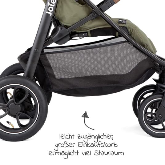 joie 4in1 Kombi-Kinderwagen-Set Litetrax Pro Air bis 22 kg belastbar mit Luftreifen, Babywanne Ramble, Babyschale Pebble Pro, Isofix-Basis, Activity-Trapez, Schmusetuch, Greifling, Adapter & Zubehörpaket - Rosemary