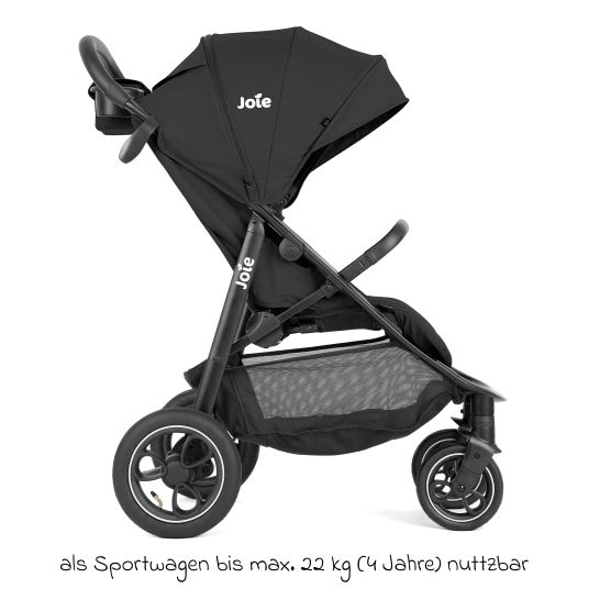 joie 4in1 Kombi-Kinderwagen-Set Litetrax Pro Air bis 22 kg belastbar mit Luftreifen, Babywanne Ramble, Babyschale Pebble Pro, Isofix-Basis, Activity-Trapez, Schmusetuch, Greifling, Adapter & Zubehörpaket - Shale