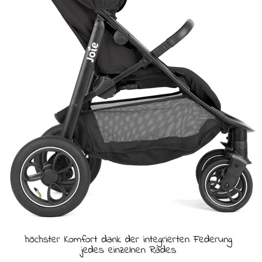 joie 4in1 Kombi-Kinderwagen-Set Litetrax Pro Air bis 22 kg belastbar mit Luftreifen, Babywanne Ramble, Babyschale Pebble Pro, Isofix-Basis, Activity-Trapez, Schmusetuch, Greifling, Adapter & Zubehörpaket - Shale