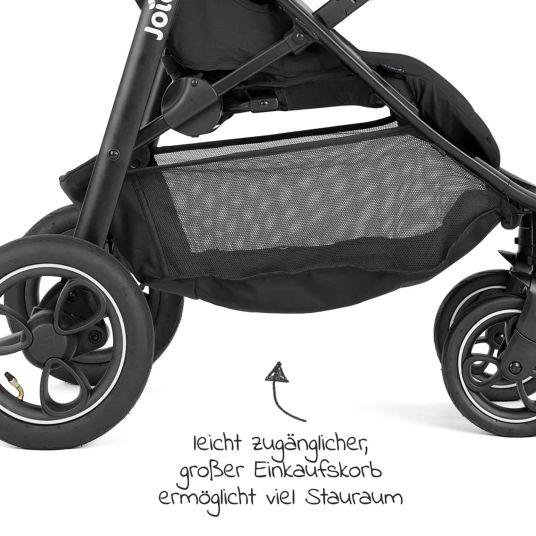 joie 4in1 Kombi-Kinderwagen-Set Litetrax Pro Air bis 22 kg belastbar mit Luftreifen, Babywanne Ramble, Babyschale Pebble Pro, Isofix-Basis, Activity-Trapez, Schmusetuch, Greifling, Adapter & Zubehörpaket - Shale