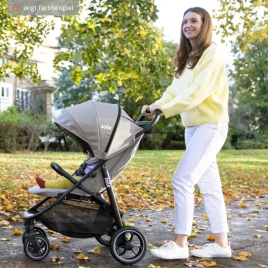 joie 4in1 Kombi-Kinderwagen-Set Litetrax Pro Air bis 22 kg belastbar mit Luftreifen, Babywanne Ramble, Babyschale Pebble Pro, Isofix-Basis, Activity-Trapez, Schmusetuch, Greifling, Adapter & Zubehörpaket - Shale