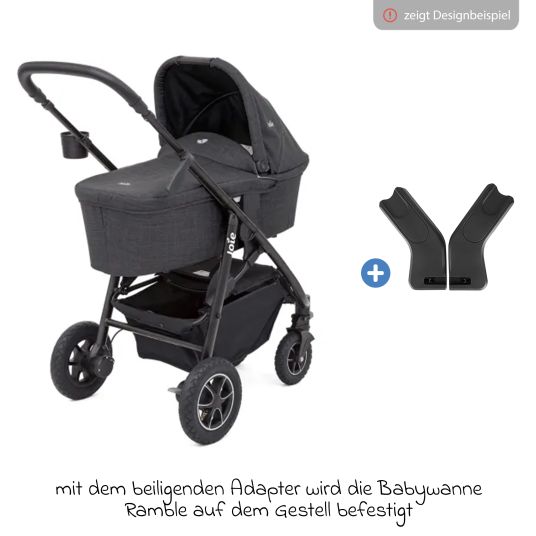 joie Set passeggino Litetrax Pro 4in1 con capacità di carico fino a 22 kg con pneumatici, navicella Ramble, seggiolino auto Pebble Pro, base Isofix, trapezio attività, peluche, gioco da afferrare, adattatore e pacchetto accessori - Laurel