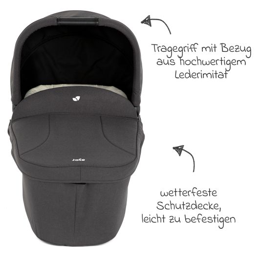 joie 4in1 Kombi-Kinderwagen-Set Litetrax Pro bis 22 kg belastbar mit Babywanne Ramble, Babyschale Pebble Pro, Isofix-Basis, Activity-Trapez, Schmusetuch, Greifling, Adapter & Zubehörpaket - Laurel