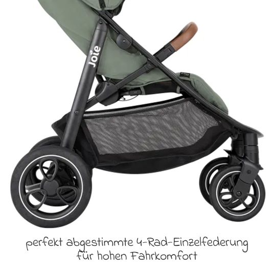 joie 4in1 Kombi-Kinderwagen-Set Litetrax Pro bis 22 kg belastbar mit Babywanne Ramble, Babyschale Pebble Pro, Isofix-Basis, Activity-Trapez, Schmusetuch, Greifling, Adapter & Zubehörpaket - Laurel