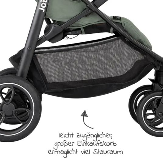 joie Set passeggino Litetrax Pro 4in1 con capacità di carico fino a 22 kg con pneumatici, navicella Ramble, seggiolino auto Pebble Pro, base Isofix, trapezio attività, peluche, gioco da afferrare, adattatore e pacchetto accessori - Laurel