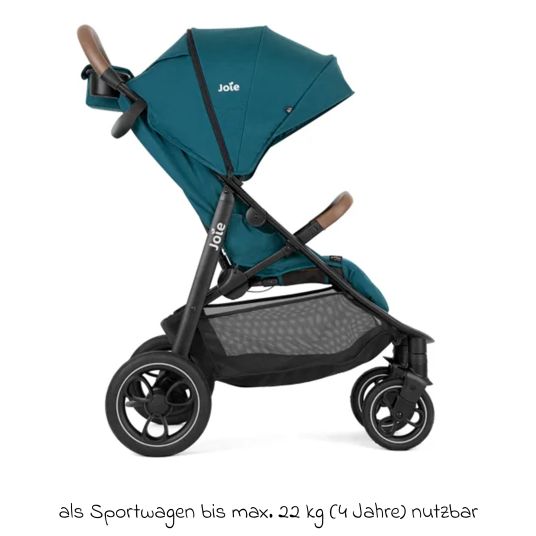 joie Set passeggino Litetrax Pro 4in1 con capacità di carico fino a 22 kg con pneumatici, navicella Ramble, seggiolino auto Pebble Pro, base Isofix, trapezio attività, peluche, gioco da afferrare, adattatore e pacchetto accessori - Peacock