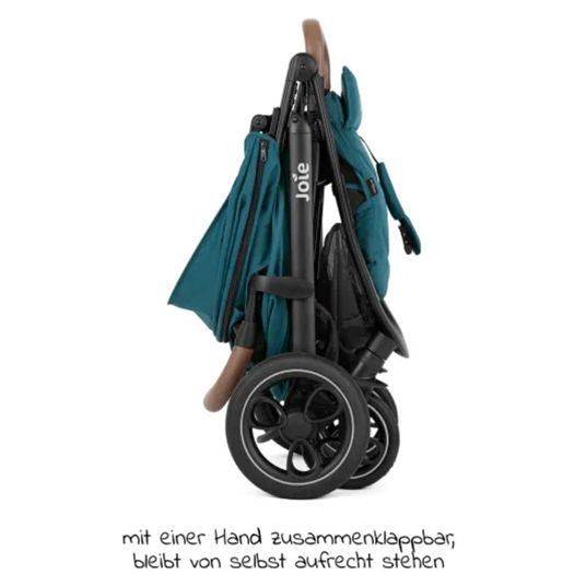 joie Set passeggino Litetrax Pro 4in1 con capacità di carico fino a 22 kg con pneumatici, navicella Ramble, seggiolino auto Pebble Pro, base Isofix, trapezio attività, peluche, gioco da afferrare, adattatore e pacchetto accessori - Peacock