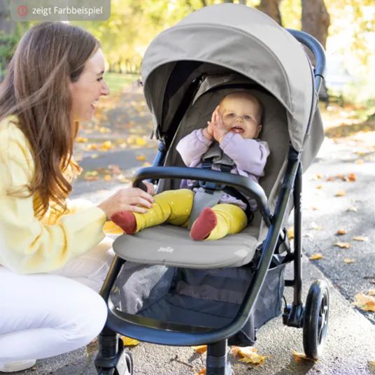 joie 4in1 baby carriage set Litetrax Pro up to 22 kg load capacity with pneumatic tires, Ramble carrycot, Pebble Pro infant car seat, Isofix base, activity trapeze, cuddly toy, grasping toy, adapter & accessory pack - Peacock