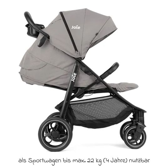 joie Set passeggino Litetrax Pro 4in1 con capacità di carico fino a 22 kg con pneumatici, navicella Ramble, seggiolino auto Pebble Pro, base Isofix, imbracatura per attività, peluche, gioco da afferrare, adattatore e pacchetto accessori - Pebble