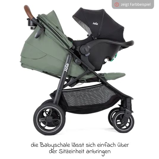 joie Set passeggino Litetrax Pro 4in1 con capacità di carico fino a 22 kg con pneumatici, navicella Ramble, seggiolino auto Pebble Pro, base Isofix, imbracatura per attività, peluche, gioco da afferrare, adattatore e pacchetto accessori - Pebble