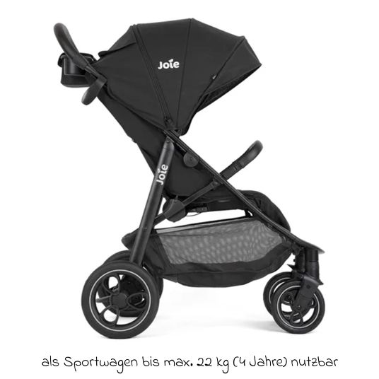 joie 4in1 Kombi-Kinderwagen-Set Litetrax Pro bis 22 kg belastbar mit Babywanne Ramble, Babyschale Pebble Pro, Isofix-Basis, Activity-Trapez, Schmusetuch, Greifling, Adapter & Zubehörpaket - Shale