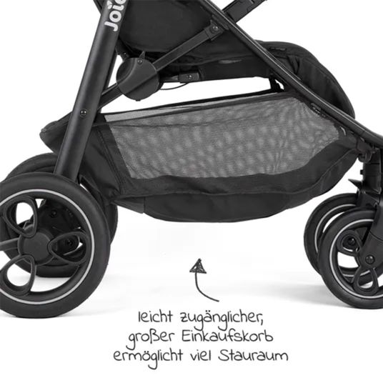 joie Set passeggino Litetrax Pro 4in1 con capacità di carico fino a 22 kg con pneumatici, navicella Ramble, seggiolino auto Pebble Pro, base Isofix, trapezio per attività, peluche, gioco da afferrare, adattatore e pacchetto accessori - Shale