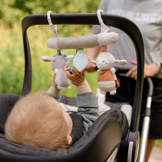 joie Set passeggino Litetrax Pro 4in1 con capacità di carico fino a 22 kg con pneumatici, navicella Ramble, seggiolino auto Pebble Pro, base Isofix, trapezio per attività, peluche, gioco da afferrare, adattatore e pacchetto accessori - Shale