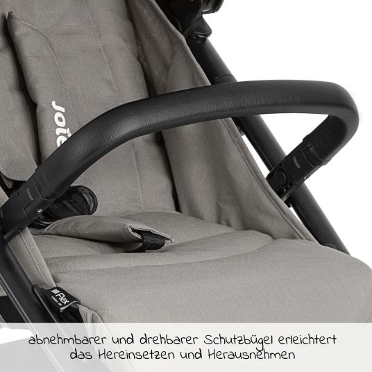joie 4in1 Kombi-Kinderwagen-Set Litetrax Pro bis 22 kg belastbar mit Schieber-Ablagefach, Babyschale i-Snug 2, Babywanne Ramble, Adapter, Isofix-Basis & Zubehör Paket - Pebble