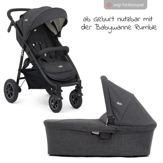 joie 4in1 Combi Stroller Set Mytrax with Adapter, Carrycot, Carrycot, Isofix Base & XXL Accessory Pack - Gray Flannel