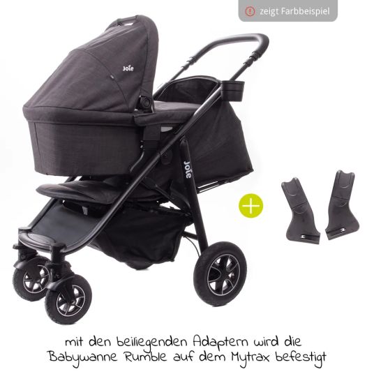joie 4in1 Kombi-Kinderwagen-Set Mytrax mit Adapter, Babyschale, Babywanne, Isofix-Basis & XXL Zubehörpaket - Gray Flannel