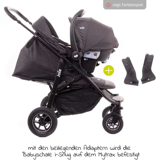 joie 4in1 Kombi-Kinderwagen-Set Mytrax mit Adapter, Babyschale, Babywanne, Isofix-Basis & XXL Zubehörpaket - Gray Flannel