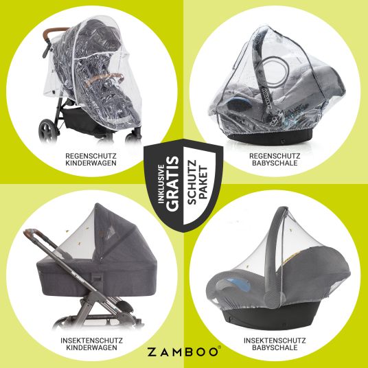 joie 4in1 Kombi-Kinderwagen-Set Mytrax Pro bis 22 kg belastbar mit Babywanne Ramble, Babyschale Pebble Pro, Isofix-Basis, Activity-Trapez, Schmusetuch, Greifling, Adapter & Zubehörpaket - Cycle Collection - Shell Gray