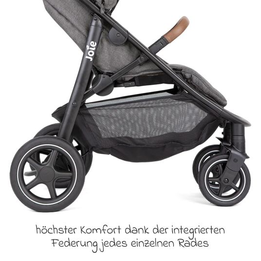 joie 4in1 Kombi-Kinderwagen-Set Mytrax Pro bis 22 kg belastbar mit Babywanne Ramble, Babyschale Pebble Pro, Isofix-Basis, Activity-Trapez, Schmusetuch, Greifling, Adapter & Zubehörpaket - Cycle Collection - Shell Gray