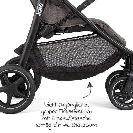 joie 4in1 Kombi-Kinderwagen-Set Mytrax Pro bis 22 kg belastbar mit Babywanne Ramble, Babyschale Pebble Pro, Isofix-Basis, Activity-Trapez, Schmusetuch, Greifling, Adapter & Zubehörpaket - Cycle Collection - Shell Gray