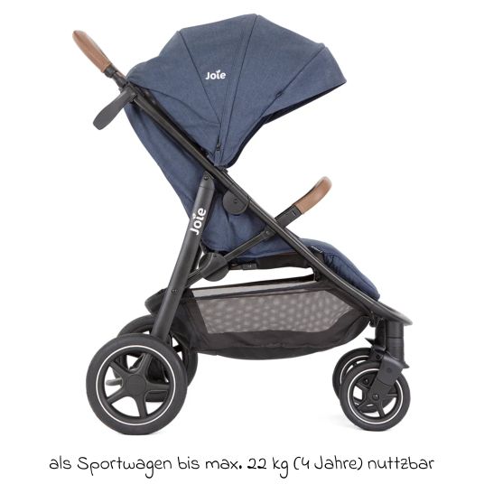 joie 4in1 Kombi-Kinderwagen-Set Mytrax Pro bis 22 kg belastbar mit Babywanne Ramble, Babyschale Pebble Pro, Isofix-Basis, Activity-Trapez, Schmusetuch, Greifling, Adapter & Zubehörpaket - Blueberry