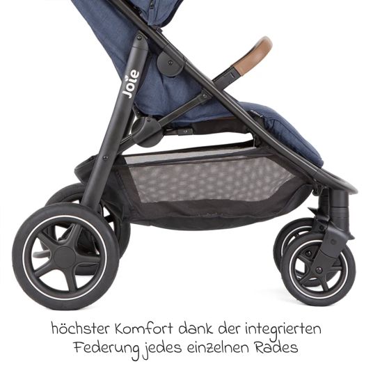 joie 4in1 Kombi-Kinderwagen-Set Mytrax Pro bis 22 kg belastbar mit Babywanne Ramble, Babyschale Pebble Pro, Isofix-Basis, Activity-Trapez, Schmusetuch, Greifling, Adapter & Zubehörpaket - Blueberry