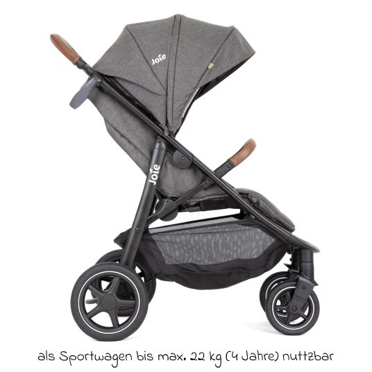 joie Set passeggino 4in1 Mytrax Pro fino a 22 kg di portata con pneumatici, navicella Ramble, seggiolino auto Pebble Pro, base Isofix, imbracatura per attività, peluche, gioco da afferrare, adattatore e pacchetto accessori - Cycle Collection - Shell Gray