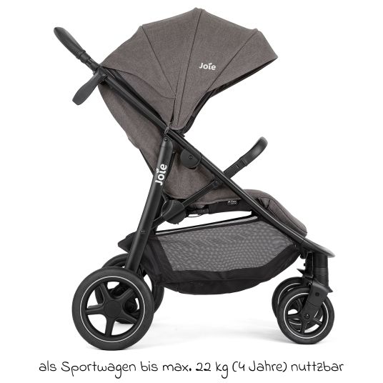 joie 4in1 Kombi-Kinderwagen-Set Mytrax Pro bis 22 kg belastbar mit Babywanne Ramble, Babyschale Pebble Pro, Isofix-Basis, Activity-Trapez, Schmusetuch, Greifling, Adapter & Zubehörpaket - Thunder