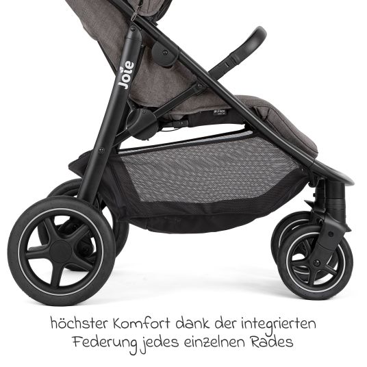 joie 4in1 Kombi-Kinderwagen-Set Mytrax Pro bis 22 kg belastbar mit Babywanne Ramble, Babyschale Pebble Pro, Isofix-Basis, Activity-Trapez, Schmusetuch, Greifling, Adapter & Zubehörpaket - Thunder