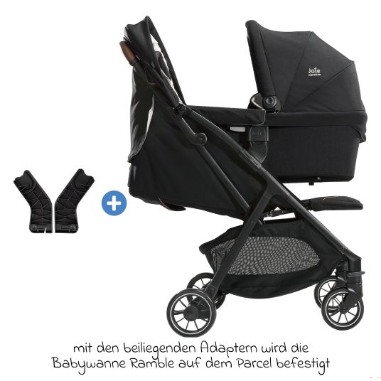 joie 4in1 baby carriage set Parcel up to 22 kg load capacity with reclining function, i-Level-Recline infant car seat, Ramble XL carrycot, adapter, Isofix base, transport bag & accessories package - Signature - Eclipse