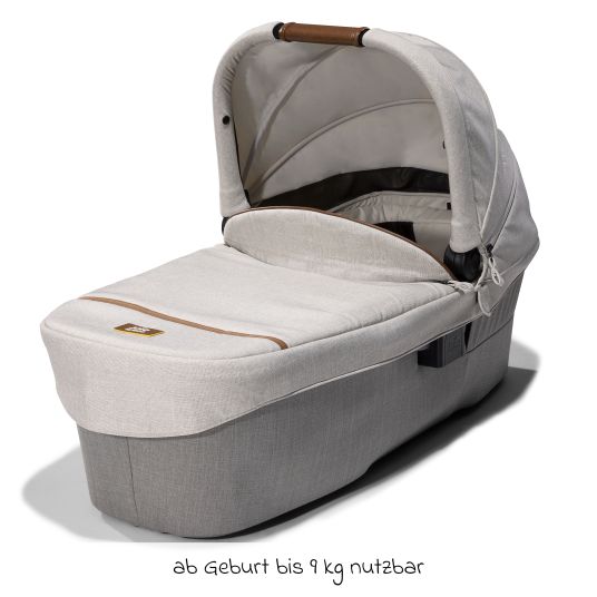 joie 4in1 baby carriage set Parcel up to 22 kg load capacity with reclining function, i-Level-Recline infant car seat, Ramble XL carrycot, adapter, Isofix base, transport bag & accessories package - Signature - Oyster