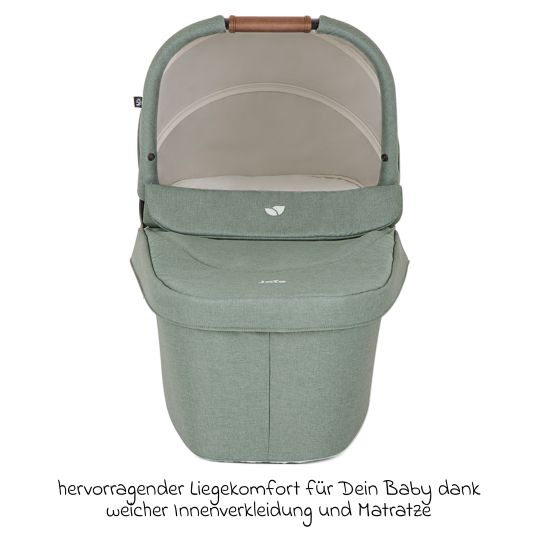 joie 4in1 Kombi-Kinderwagen-Set Versatrax bis 22 kg belastbar mit Babywanne Ramble XL, Babyschale Pebble Pro, Isofix-Basis, Activity-Trapez, Schmusetuch, Greifling, Adapter & Zubehörpaket - Laurel