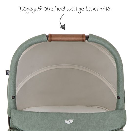 joie Set 4in1 Versatrax per passeggini fino a 22 kg con navicella Ramble XL, seggiolino auto Pebble Pro, base Isofix, cintura attività, peluche, gioco da afferrare, adattatore e pacchetto accessori - Laurel