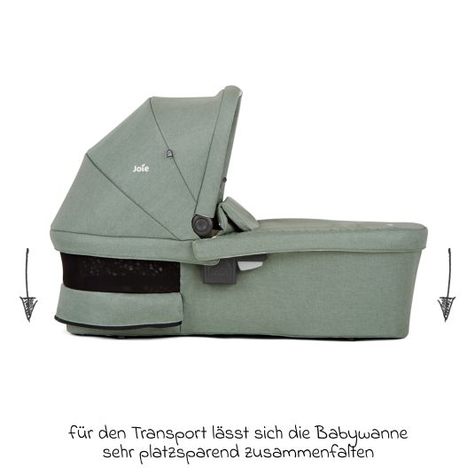 joie 4in1 Kombi-Kinderwagen-Set Versatrax bis 22 kg belastbar mit Babywanne Ramble XL, Babyschale Pebble Pro, Isofix-Basis, Activity-Trapez, Schmusetuch, Greifling, Adapter & Zubehörpaket - Laurel