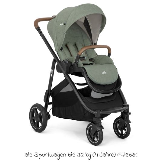 joie Set 4in1 Versatrax per passeggini fino a 22 kg con navicella Ramble XL, seggiolino auto Pebble Pro, base Isofix, cintura attività, peluche, gioco da afferrare, adattatore e pacchetto accessori - Laurel