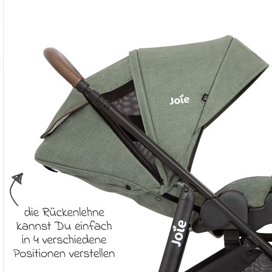 joie Set 4in1 Versatrax per passeggini fino a 22 kg con navicella Ramble XL, seggiolino auto Pebble Pro, base Isofix, cintura attività, peluche, gioco da afferrare, adattatore e pacchetto accessori - Laurel