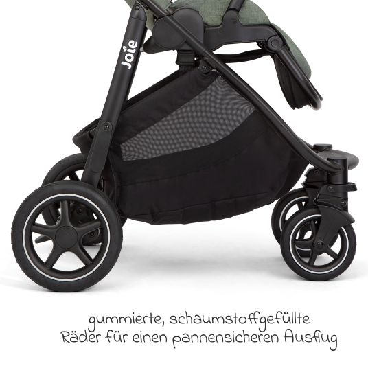 joie Set 4in1 Versatrax per passeggini fino a 22 kg con navicella Ramble XL, seggiolino auto Pebble Pro, base Isofix, cintura attività, peluche, gioco da afferrare, adattatore e pacchetto accessori - Laurel