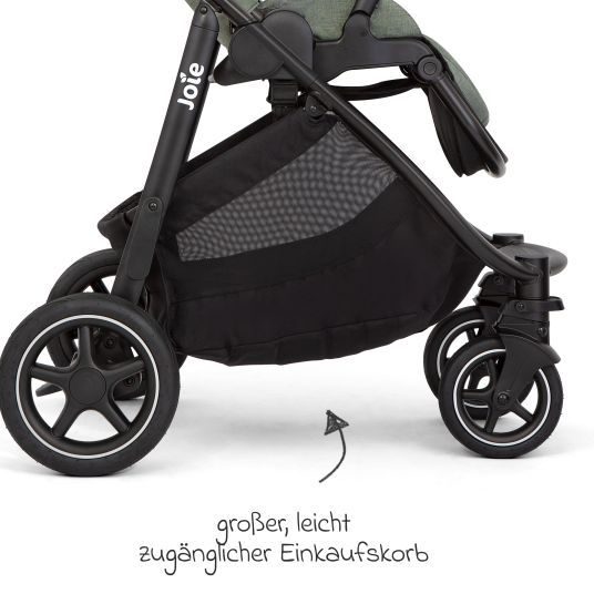 joie Set 4in1 Versatrax per passeggini fino a 22 kg con navicella Ramble XL, seggiolino auto Pebble Pro, base Isofix, cintura attività, peluche, gioco da afferrare, adattatore e pacchetto accessori - Laurel