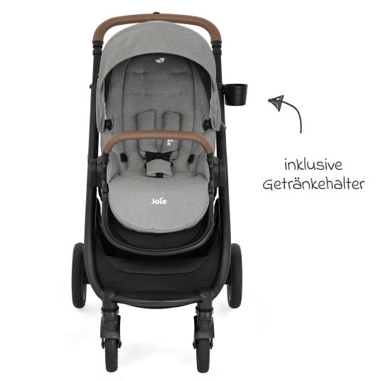 joie Set 4in1 Versatrax per passeggini fino a 22 kg con navicella Ramble XL, seggiolino auto Pebble Pro, base Isofix, trapezio attività, peluche, gioco da afferrare, adattatore e pacchetto accessori - Pebble