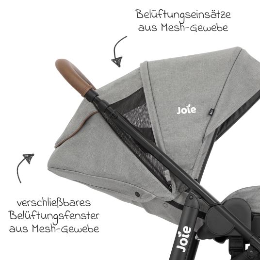 joie Set 4in1 Versatrax per passeggini fino a 22 kg con navicella Ramble XL, seggiolino auto Pebble Pro, base Isofix, trapezio attività, peluche, gioco da afferrare, adattatore e pacchetto accessori - Pebble