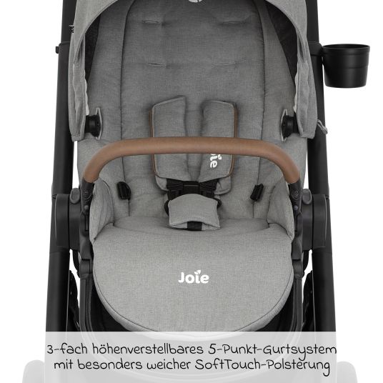 joie Set 4in1 Versatrax per passeggini fino a 22 kg con navicella Ramble XL, seggiolino auto Pebble Pro, base Isofix, trapezio attività, peluche, gioco da afferrare, adattatore e pacchetto accessori - Pebble