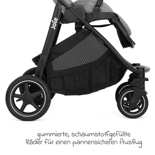 joie Set 4in1 Versatrax per passeggini fino a 22 kg con navicella Ramble XL, seggiolino auto Pebble Pro, base Isofix, trapezio attività, peluche, gioco da afferrare, adattatore e pacchetto accessori - Pebble